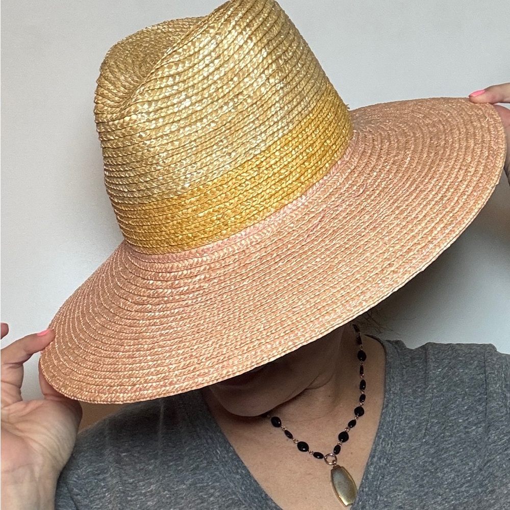 Wyeth by Todd Magill Bondi straw hat in the pink, gold, and natural colorway